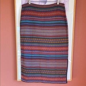 Peruvian Connection Pima Cotton Long Knit Sweater Skirt w/side slit, Size XL
